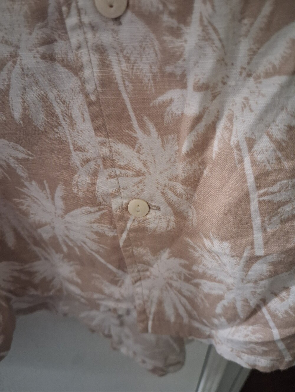 Nautica Men's Beige 5XL Palm-Print Short Sleeve Shirt - Picture 4 of 6